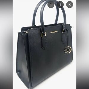 Michael Kors Black Satchel with Gold Accents